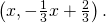 \,\left(x, -\frac{1}{3}x+\frac{2}{3}\right).