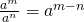 Rendered by QuickLaTeX.com \frac{{a}^{m}}{{a}^{n}}={a}^{m-n}