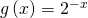 Rendered by QuickLaTeX.com \,g\left(x\right)={2}^{-x}\,