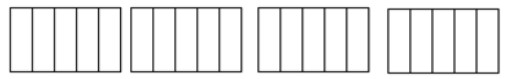 Four rectangles, each divided into five sections.