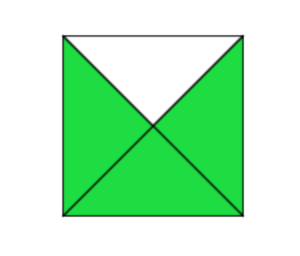A square split into four equal segments. One is blank, and three are shaded green.