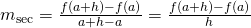 Rendered by QuickLaTeX.com m_{\sec}=\frac{f(a+h)-f(a)}{a+h-a}=\frac{f(a+h)-f(a)}{h}