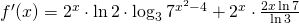 f^{\prime}(x) = 2^x \cdot \ln 2 \cdot \log_3 7^{x^2-4} + 2^x \cdot \frac{2x \ln 7}{\ln 3}