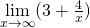 \underset{x\to \text{−}\infty }{\text{lim}}(3+\frac{4}{x})