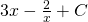 3x-\frac{2}{x}+C
