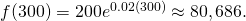 Rendered by QuickLaTeX.com f(300)=200{e}^{0.02(300)}\approx 80,686.