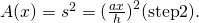 Rendered by QuickLaTeX.com A(x)={s}^{2}={(\frac{ax}{h})}^{2}(\text{step}2).
