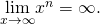 Rendered by QuickLaTeX.com \underset{x\to \text{−}\infty }{\text{lim}}{x}^{n}=\text{−}\infty .