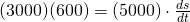 (3000)(600)=(5000) \cdot \frac{ds}{dt}