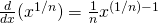 Rendered by QuickLaTeX.com \frac{d}{dx}(x^{1/n})=\frac{1}{n}x^{(1/n)-1}