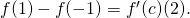 f(1)-f(-1)={f}^{\prime }(c)(2).