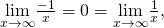 \underset{x\to \infty }{\text{lim}}\frac{-1}{x}=0=\underset{x\to \infty }{\text{lim}}\frac{1}{x},