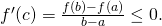 Rendered by QuickLaTeX.com {f}^{\prime }(c)=\frac{f(b)-f(a)}{b-a}\le 0.
