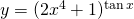 y=(2x^4+1)^{\tan x}