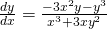 Rendered by QuickLaTeX.com \frac{dy}{dx}=\large \frac{-3x^2 y-y^3}{x^3+3xy^2}
