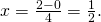 Rendered by QuickLaTeX.com \text{Δ}x=\frac{2-0}{4}=\frac{1}{2}.