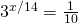 3^{x/14}=\frac{1}{10}