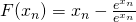 Rendered by QuickLaTeX.com F({x}_{n})={x}_{n}-\frac{{e}^{{x}_{n}}}{{e}^{{x}_{n}}}