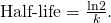 Rendered by QuickLaTeX.com \text{Half-life}=\frac{\text{ln}2}{k}.