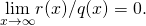\underset{x\to \text{±}\infty }{\text{lim}}r(x)\text{/}q(x)=0.