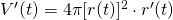 V^{\prime}(t)=4\pi [r(t)]^2 \cdot r^{\prime}(t)