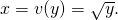 x=v(y)=\sqrt{y}.