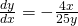 Rendered by QuickLaTeX.com \frac{dy}{dx}=-\frac{4x}{25y}