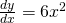 Rendered by QuickLaTeX.com \frac{dy}{dx}=6{x}^{2}