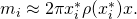 Rendered by QuickLaTeX.com {m}_{i}\approx 2\pi {x}_{i}^{*}\rho ({x}_{i}^{*})\text{Δ}x.