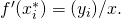 {f}^{\prime }({x}_{i}^{*})=(\text{Δ}{y}_{i})\text{/}\text{Δ}x.