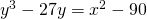 y^3-27y=x^2-90