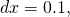 dx=0.1,