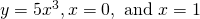 y=5{x}^{3},x=0,\text{ and }x=1