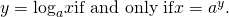 Rendered by QuickLaTeX.com y={\text{log}}_{a}x\text{if and only if}x={a}^{y}.