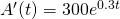 A^{\prime}(t)=300e^{0.3t}