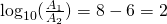 \log_{10}(\frac{A_1}{A_2})=8-6=2