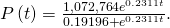 P\left(t\right)=\frac{1,072,764{e}^{0.2311t}}{0.19196+{e}^{0.2311t}}.