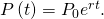 P\left(t\right)={P}_{0}{e}^{rt}.