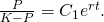 \frac{P}{K-P}={C}_{1}{e}^{rt}.