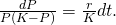 \frac{dP}{P\left(K-P\right)}=\frac{r}{K}dt.