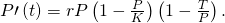 P\prime \left(t\right)=rP\left(1-\frac{P}{K}\right)\left(1-\frac{T}{P}\right).