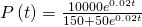 P\left(t\right)=\frac{10000{e}^{0.02t}}{150+50{e}^{0.02t}}