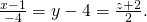 Rendered by QuickLaTeX.com \frac{x-1}{-4}=y-4=\frac{z+2}{2}.