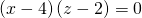 Rendered by QuickLaTeX.com \left(x-4\right)\left(z-2\right)=0