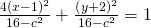 Rendered by QuickLaTeX.com \frac{4{\left(x-1\right)}^{2}}{16-{c}^{2}}+\frac{{\left(y+2\right)}^{2}}{16-{c}^{2}}=1