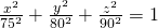 \frac{{x}^{2}}{{75}^{2}}+\frac{{y}^{2}}{{80}^{2}}+\frac{{z}^{2}}{{90}^{2}}=1