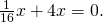 Rendered by QuickLaTeX.com \frac{1}{16}x\text{″}+4x=0.