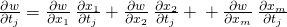 Rendered by QuickLaTeX.com \frac{\partial w}{\partial {t}_{j}}=\frac{\partial w}{\partial {x}_{1}}\phantom{\rule{0.2em}{0ex}}\frac{\partial {x}_{1}}{\partial {t}_{j}}+\frac{\partial w}{\partial {x}_{2}}\phantom{\rule{0.2em}{0ex}}\frac{\partial {x}_{2}}{\partial {t}_{j}}+\text{⋯}+\frac{\partial w}{\partial {x}_{m}}\phantom{\rule{0.2em}{0ex}}\frac{\partial {x}_{m}}{\partial {t}_{j}}