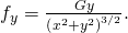 Rendered by QuickLaTeX.com {f}_{y}=\frac{\text{−}Gy}{{\left({x}^{2}+{y}^{2}\right)}^{3\text{/}2}}.