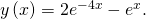 Rendered by QuickLaTeX.com y\left(x\right)=2{e}^{-4x}-{e}^{x}.